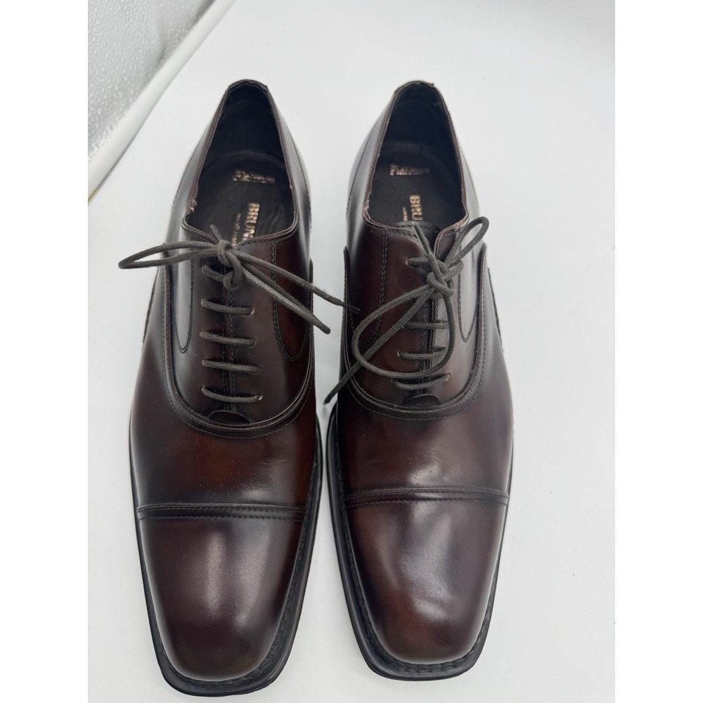 Bruno Magli Platinum Brown Leather Cap‎ Toe Oxford Dress Shoes Mens 7.5